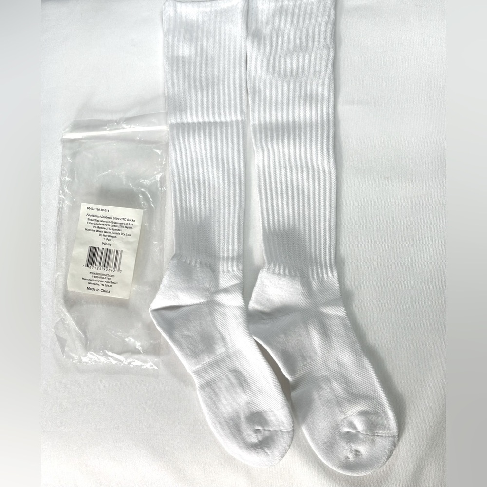 FootSmart Women's Shoe Size 8.5-11 White Diabetic Ultra Socks 1 Pair New